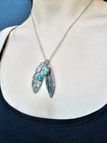 Turquoise Feather Sterling Necklace - Shape Of Fire Jewelry Australia