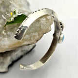 Southwest Turquoise & Flowers Stamped Sterling Cuff bangle - Shape Of Fire Jewelry Australia