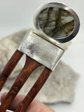 Labradorite & Lotus Sterling Silver Hair Stick - Shape Of Fire Jewelry Australia