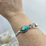 Turquoise & Flowers Sterling Tension bangle - Shape Of Fire Jewelry Australia