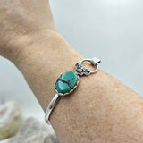 Turquoise & Lotus Sterling Tension bangle - Shape Of Fire Jewelry Australia