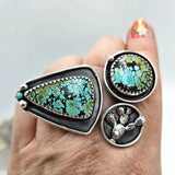 Massive Turquoise & Cactus Sterling Statement Ring - Shape Of Fire Jewelry Australia