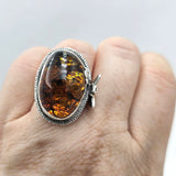 Baltic Amber & Honeycomb Sterling Ring - Shape Of Fire Jewelry Australia