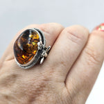 Baltic Amber & Honeycomb Sterling Ring - Shape Of Fire Jewelry Australia