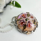 Orchids Art Glass Floral Sterling Necklace - Shape Of Fire Jewelry Australia