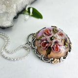 Orchids Art Glass Floral Sterling Necklace - Shape Of Fire Jewelry Australia