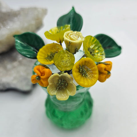 Spring Art Glass Flowers In Deco Bud Vase - Shape Of Fire Jewelry Australia