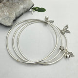 Set of 3 Sterling Silver Stacker Charm Bangles - Shape Of Fire Jewelry Australia