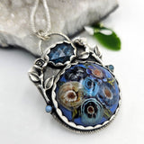 Art Glass Floral & Kyanite Sterling Necklace - Shape Of Fire Jewelry Australia