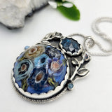 Art Glass Floral & Kyanite Sterling Necklace - Shape Of Fire Jewelry Australia