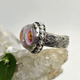 Peonies Art Glass Sterling Nouveau Ring - Shape Of Fire Jewelry Australia