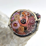 Huge Art Glass Floral Bouquet Sterling Ring - Shape Of Fire Jewelry Australia