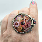 Huge Art Glass Floral Bouquet Sterling Ring - Shape Of Fire Jewelry Australia