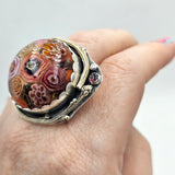 Huge Art Glass Floral Bouquet Sterling Ring - Shape Of Fire Jewelry Australia