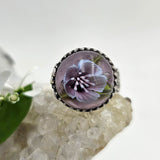 Art Glass Lilac Peony Sterling Ring - Shape Of Fire Jewelry Australia