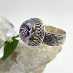 Art Glass Lilac Peony Sterling Ring - Shape Of Fire Jewelry Australia
