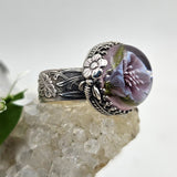 Art Glass Lilac Peony Sterling Ring - Shape Of Fire Jewelry Australia