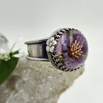 Art Glass Fuschia Peony Sterling Ring - Shape Of Fire Jewelry Australia
