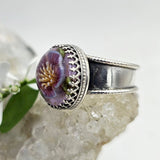 Art Glass Fuschia Peony Sterling Ring - Shape Of Fire Jewelry Australia