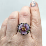 Art Glass Fuschia Peony Sterling Ring - Shape Of Fire Jewelry Australia