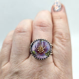 Art Glass Fuschia Peony Sterling Ring - Shape Of Fire Jewelry Australia