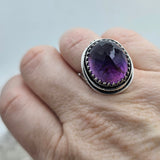 Faceted Amethyst & Sterling Cage Ring - Shape Of Fire Jewelry Australia