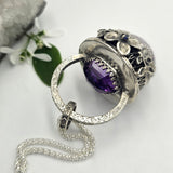 Faceted Amethyst & Sterling Floral Cage Necklace - Shape Of Fire Jewelry Australia