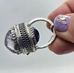 Faceted Amethyst & Sterling Floral Cage Necklace - Shape Of Fire Jewelry Australia