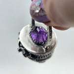 Faceted Amethyst & Sterling Floral Cage Necklace - Shape Of Fire Jewelry Australia