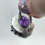 Faceted Amethyst & Sterling Floral Cage Necklace - Shape Of Fire Jewelry Australia
