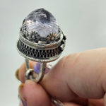 Faceted Amethyst & Sterling Floral Cage Necklace - Shape Of Fire Jewelry Australia