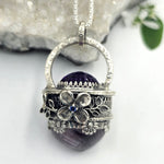 Faceted Amethyst & Sterling Floral Cage Necklace - Shape Of Fire Jewelry Australia