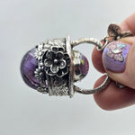 Faceted Amethyst & Glass Sterling Cage Necklace - Shape Of Fire Jewelry Australia
