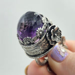 Faceted Amethyst & Glass Sterling Cage Necklace - Shape Of Fire Jewelry Australia