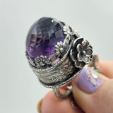 Faceted Amethyst & Glass Sterling Cage Necklace - Shape Of Fire Jewelry Australia