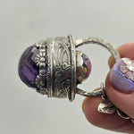 Faceted Amethyst & Glass Sterling Cage Necklace - Shape Of Fire Jewelry Australia