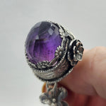 Faceted Amethyst & Glass Sterling Cage Necklace - Shape Of Fire Jewelry Australia