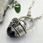 Faceted Amethyst & Glass Sterling Cage Necklace - Shape Of Fire Jewelry Australia
