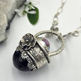 Faceted Amethyst & Glass Sterling Cage Necklace - Shape Of Fire Jewelry Australia