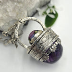 Faceted Amethyst & Glass Sterling Cage Necklace - Shape Of Fire Jewelry Australia