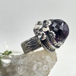 Faceted Amethyst & Floral Sterling Cage Ring - Shape Of Fire Jewelry Australia