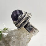 Faceted Amethyst & Floral Sterling Cage Ring - Shape Of Fire Jewelry Australia