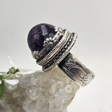Faceted Amethyst & Floral Sterling Cage Ring - Shape Of Fire Jewelry Australia