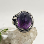 Faceted Amethyst & Floral Sterling Cage Ring - Shape Of Fire Jewelry Australia