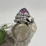 Faceted Amethyst & Floral Sterling Cage Ring - Shape Of Fire Jewelry Australia