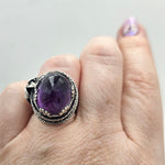 Faceted Amethyst & Floral Sterling Cage Ring - Shape Of Fire Jewelry Australia