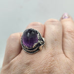 Faceted Amethyst & Floral Sterling Cage Ring - Shape Of Fire Jewelry Australia