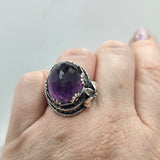 Faceted Amethyst & Floral Sterling Cage Ring - Shape Of Fire Jewelry Australia