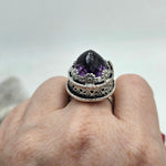 Faceted Amethyst & Butterfly Sterling Cage Ring