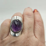 Faceted Amethyst & Bees Sterling Saddle Ring - Shape Of Fire Jewelry Australia